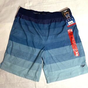 Speedo Men's Striped Blue Board Shorts